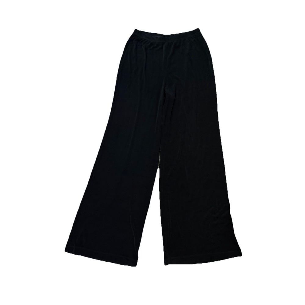 Chico's Travelers Black Wide Leg Pull On Pants Size 1 Regular Stretch Career